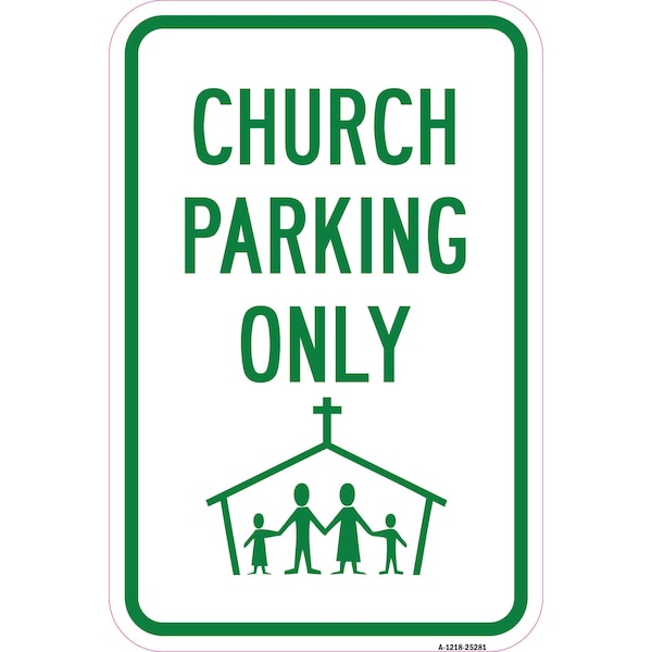 Church Parking Only With Graphic, Heavy-Gauge Aluminum
